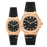 CHRIST VERRA COPPIA CV 921548G-18 BLK & CV 921548L-18 BLK Couple Black Rosegold Stainless Steel